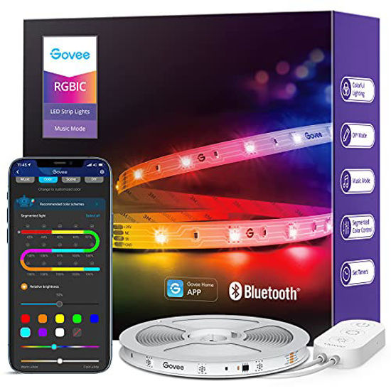 GetUSCart- Govee 16.4ft RGBIC LED Strip Lights, Smart LED Lights, App  Control with Segmented DIY, Music Sync Mode, Bluetooth Control, Color  Changing LED Light Strips for Bedroom, Gaming Room, Christmas