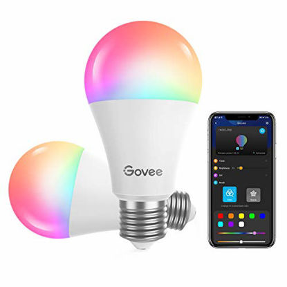 Picture of Govee Smart Light Bulbs, RGB Color Changing Light Bulbs Work with Alexa & Google Assistant, 9W 60W Equivalent A19, Brightness Dimmable & Tunable White LED Light Bulb, No Hub Required, 2 Pack
