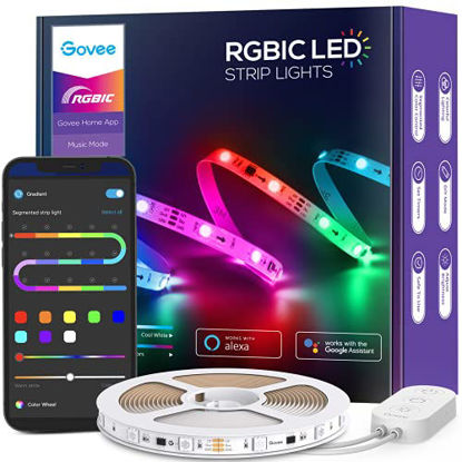 Picture of Govee RGBIC Alexa LED Strip Lights, Smart Segmented Color Control, 16.4ft WiFi, App LED Lights Work with Alexa and Google Assistant, Music Sync, Color Changing Lights for Bedroom, Desk and Kitchen