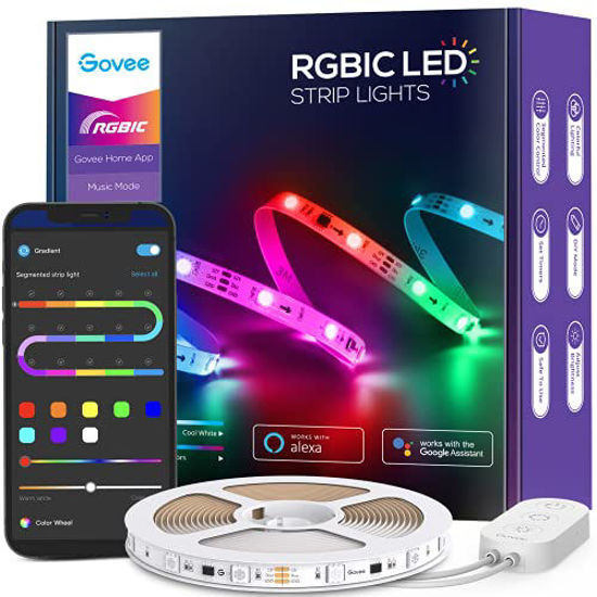 Picture of Govee RGBIC Alexa LED Strip Lights, Smart Segmented Color Control, 16.4ft WiFi, App LED Lights Work with Alexa and Google Assistant, Music Sync, Color Changing Lights for Bedroom, Desk and Kitchen