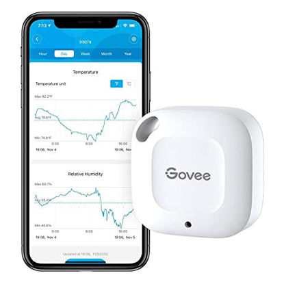 Picture of Govee Hygrometer Thermometer, Wireless Thermometer, Mini Bluetooth Humidity Sensor with Notification Alert, Data Storage and Export, 262 Feet Connecting Range