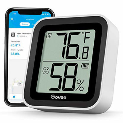 Picture of Govee Mini Hygrometer Indoor Thermometer Bluetooth Digital Humidity Sensor, Wireless Room Temperature Gauge Humidity Monitor with Notification Alert, 2-Year Data Storage, for Home Greenhouse Humidor