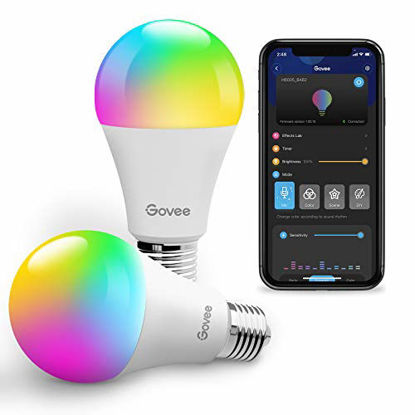 Picture of Govee Smart LED Bulbs, Bluetooth Light Bulb, RGBWW Color Changing Light Bulb with App Control, A19, E26, Music Sync and 8 Scene Mode for Living Room Bedroom Party, 2 Pack (not Support WiFi)
