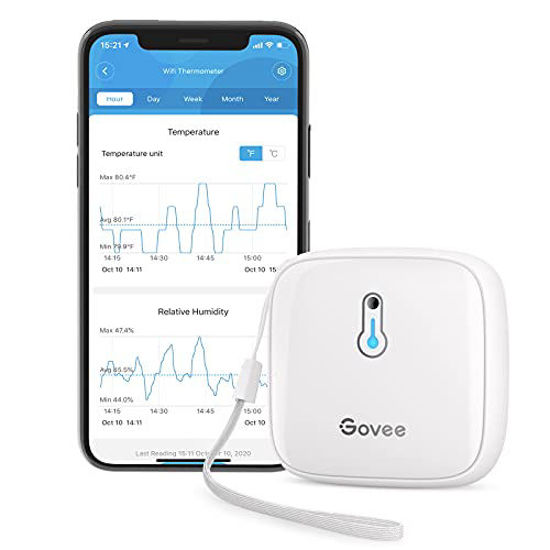 Picture of Govee Bluetooth Hygrometer Thermometer, Temperature Gauge Humidity Meter, App Alerts, Free Data Export Storage, Up to 500 Days Battery Life, 230ft Connecting Range for Humidor, Greenhouse, H5174