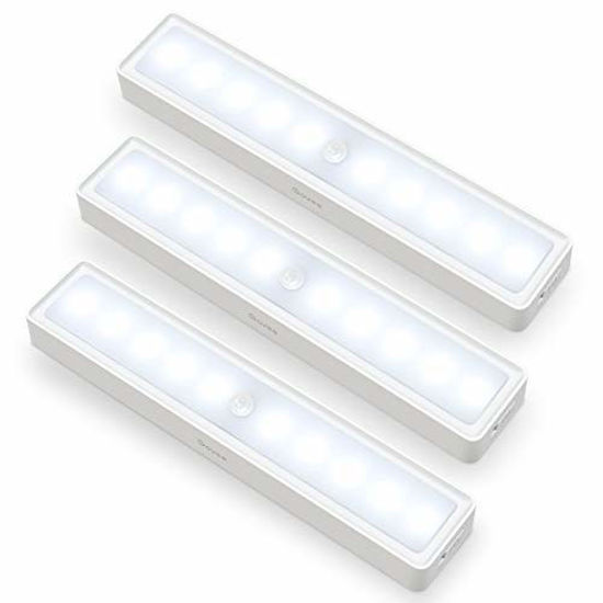 Picture of Govee Under Cabinet Lighting, 10 LEDs Bright Motion Sensor Activated Closet Light, Battery Operated 6000K Cold White, Wireless Compact Stick On Night Light for Kitchen Bookshelf Stairs, 3-Pack