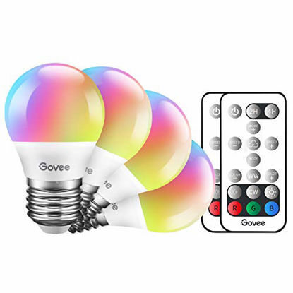 Picture of Govee Color Changing Light Bulbs, RGB Light Bulbs with Remote Control, 16 Color and 4 Dynamic Modes, Warm White Adjustable Brightness, Color Light Bulbs for Home, Stage, Party, 4 Pack