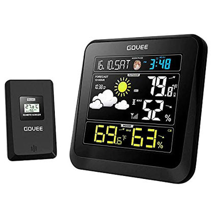 Picture of Govee Weather Station Wireless, Color LCD Display, Weather Forecast with Outdoor Sensor, Digital Temperature and Humidity Gauge with Alarm Clock, Backlight,Moon Phase, Snooze Mode