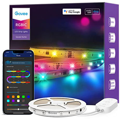 Picture of Govee RGBIC Alexa LED Strip Light 32.8ft, Smart WiFi LED Lights Work with Alexa and Google Assistant, Segmented DIY, Music Sync, Color Changing LED Strip Lights for Bedroom, Decor, Christmas, H618C