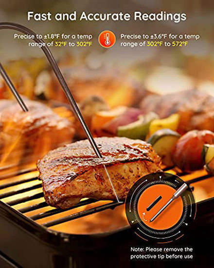 Picture of Govee Bluetooth Meat Thermometer, Digital Food Thermometer for Smoker, Kitchen Cooking Grill Thermometer with 4 BBQ Temperature Probes, Remote Temperature Monitoring, Alert Notification