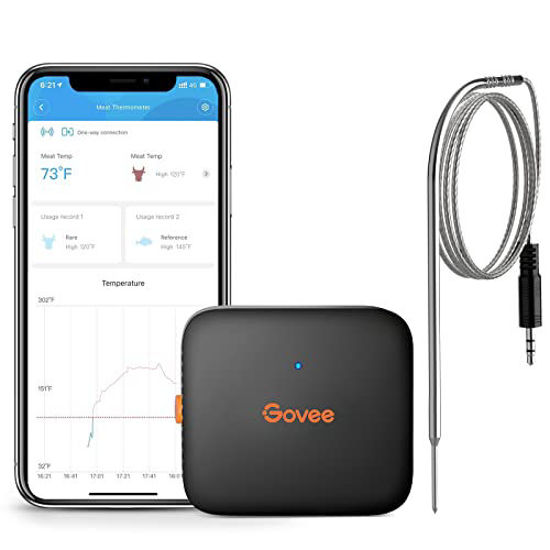 Picture of Govee Bluetooth Wireless Meat Thermometer, Digital Grill Thermometer with 1 Probe, 230ft Remote Temperature Monitor, Smart Kitchen Cooking Thermometer, Alert Notifications for BBQ, Oven, Smoker, Cakes