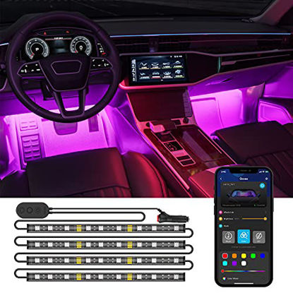 Picture of Govee Interior Car LED Strip Light, RGB Car Led Strip Lights with APP Control, Multi-Color, Music Sync Mode, DIY Mode, 4 Pcs with 48 LED Strip Lghts Total for Cars, Trucks, SUVs, DC 12V