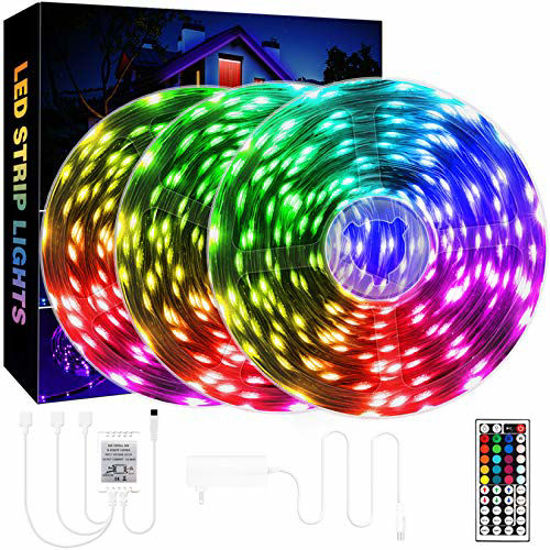 Picture of QZYL 75ft LED Lights for Bedroom, RGB LED Strip Lights for Living Room, Party Decor with Dimmable Lighting, Bright Adjustable Colors, and 8 Lighting Modes, Adhesive Backing