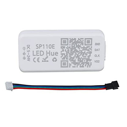 Picture of Ws2811 Controller, SP110e Addressable LED Bluetooth Ws2812b Controller 5V-24V, iOS/Android App Wireless Remote Control, Pixel Light Controller for WS2812 SK6812 SK6812RGBW Dream Color RGB Strip Lights