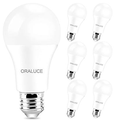 Picture of LED Light Bulb, ORALUCE A19 12W Lightbulbs, 100 Watt Equivalent, 120V 1200LM , 5000K Daylight White, E26 Medium Base, Non Dimmable, Energy Efficient, UL Listed, 6 Pack