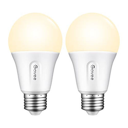 Picture of Govee LED Light Bulbs Dimmable, Smart Light Bulbs Works with Alexa & Google Home, No Hub Required, 9W 60Watt Equivalent WiFi and Bluetooth Light Bulb, A19 E26 2700K Soft Warm White LED Bulbs, 2 Pack