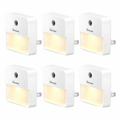 Picture of Govee Dusk to Dawn Night Light, Plug in, Soft Warm White LED Night Light for Bathroom, Bedroom, Hallway, Kitchen, Stairs, Energy Efficient, Glare-Free, Compact, 6-Pack