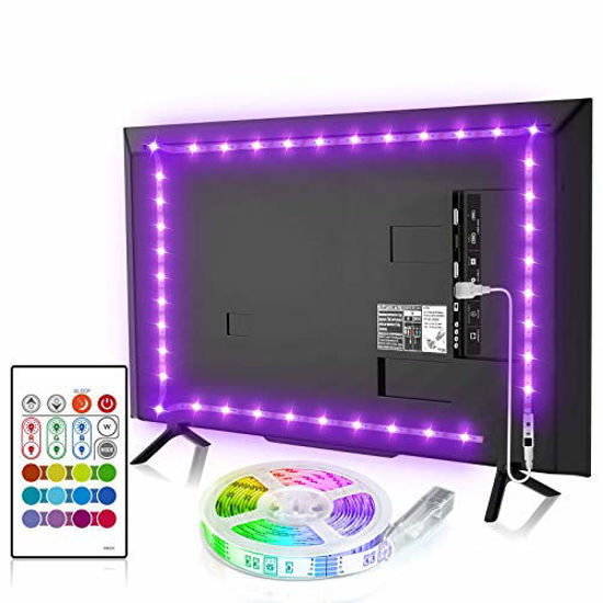 Picture of BASON LIGHTING TV Backlight, 8.2ft TV Light Strip for 32-58 inch TV/Monitor Backlight, SMD 5050 USB LED Light Strip with Remote, RGB 4096 DIY Colors TV LED for Gaming Lights, Ambient Lighting Kit.
