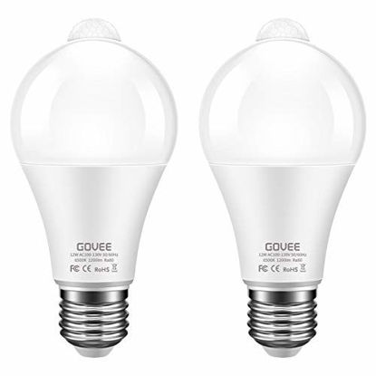 Picture of Govee LED Light Bulb, 12W 100W Equivalent Activated Dusk to Dawn Motion Sensor LED Bulb, Auto On/Off Indoor Outdoor 6500K Cold White 1200lm Security Bulb for Front Door, Garage, Hallway(2 Pack)