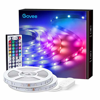 Picture of Govee LED Strip Lights, 65.6ft RGB Light Strip with Remote Control, 600 Bright LEDs, DIY Color Options with ETL Listed Adapter for Bedroom, Ceiling, Under Cabinet (2 Rolls of 32.8ft)