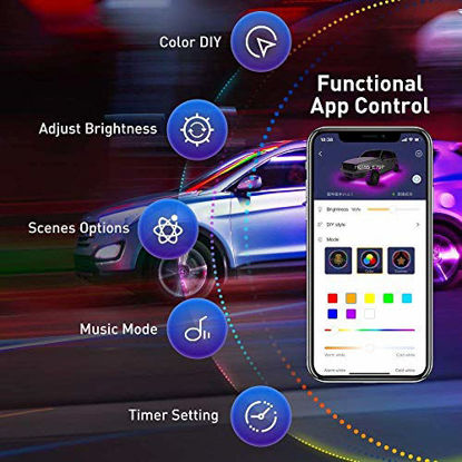 Picture of Govee Smart Under Lights for Car, RGB Exterior Car LED Lights with 16 Million Colors, 7 Scene Modes and Music Mode, 2 Lines Design Car Underglow Lights for SUVs, Trucks, DC 12-24V
