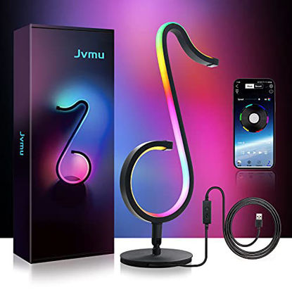 Picture of JVMU Table-Wall LED-Lamp Bluetooth-Dimmable Desk-Decoration -RGBIC Smart 210 Mode APP + Remote Control, Warm White Nightstand Light; Media Streaming Colorful Cool Lights Decor, Gift Present, Tiktok
