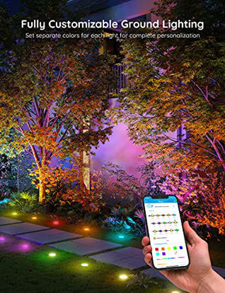 Picture of Govee Outdoor Ground Lights, RGBIC 36ft Pathway Lights, IP67 Waterproof, Multi-Color 15 Pack Garden Lawn Lights Work with Alexa, WiFi and Bluetooth Control, Music Mode, Decor for Patio, Yard, Lawn