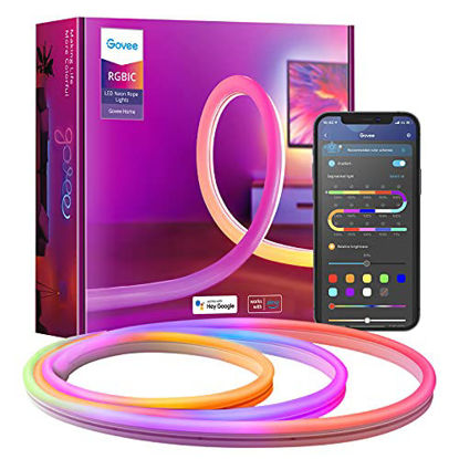 Picture of Govee Neon Rope Lights, RGBIC Neon LED Strip Lights with App Control, Music Sync, 16 Million DIY Color, 10FT Neon Lights Work with Alexa & Google Assistant for Living Room, Bedroom, Wall Decoration