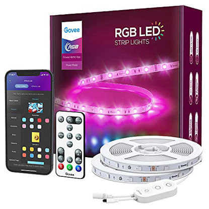 Picture of Govee Smart LED Strip Lights, 50ft WiFi RGB Led Lights Work with Alexa and Google Assistant, App Control Lighting Kit, Music Sync Color Changing for Bedroom, Living Room, Home, Party