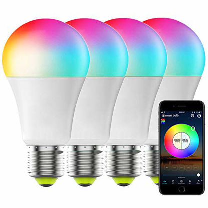Picture of Smart WiFi Bulb No Hub Required, Dimmable Multicolor E26 A19 7w (60w Equivalent) App Control LED Smart Light, Work with Alexa Google Home and Siri (4Pack)