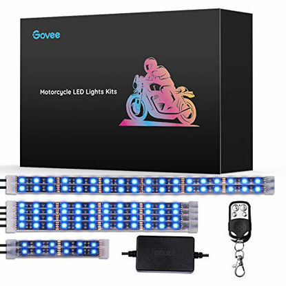 Picture of Govee RGB Motorcycle LED Lights Kits, 8 Pcs Neon Lights with 4-Key RF Remote Control, Music Sync & Multiple Scene Modes Underglow Motocycle Strip Lights, Dimmable, 12V, 18W