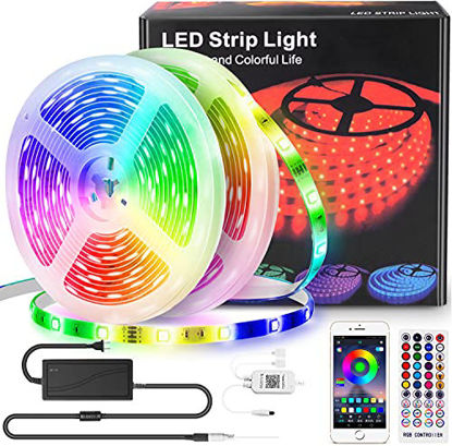 Picture of Led Strip Lights 65.6ft - RGB Led Light Strip 5050 Strip Lights, Color Changing Led Strip Lights with Remote, App and Bluetooth Control, Music Sync Led Lights for Bedroom Kitchen Ceiling Bar TV Party