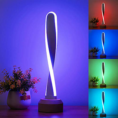 Picture of LONRISWAY Table Lamp RGB Wood lamp Bedside Lamp 16 Color-Changing Light, Natural Beech Night Light for Living Rooms and Bedrooms Creative Home Decor, Unique House warmging Gift
