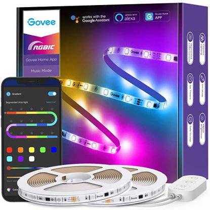 Picture of Govee 65.6ft RGBIC LED Strip Lights, Smart LED Strip Segmented App Control, WiFi LED Lights Work with Alexa and Google Assistant, Music Sync, DIY, for Living Room, Christmas, 2 Rolls of 32.8ft