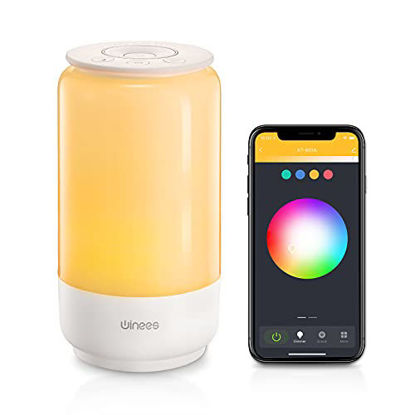 Picture of Smart Table Lamps, WINEES Bedside Lamp Works with Alexa &Google Home, Dimmable RGBW LED Nightstand Lamp for Bedrooms and Living Room, WiFi APP Phone Control Color Changing Lamp, Christmas Decorations