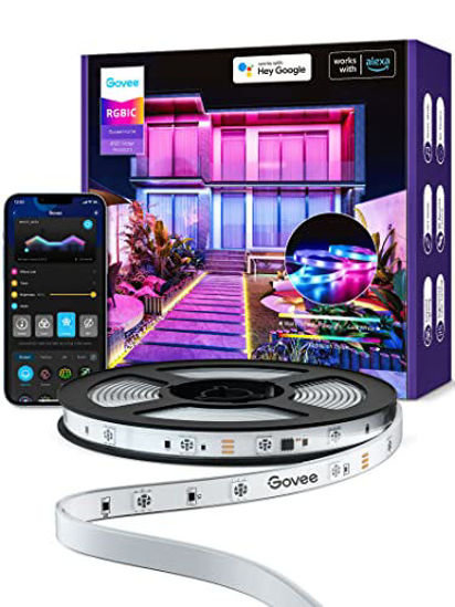 GetUSCart Govee RGBIC Outdoor LED Strip Lights 32.8ft Outdoor Lights Work with Alexa and Google Assistant IP65 Waterproof Lights Strip with App Control 64 Scene Modes Music Modes for Home Garden Pati...