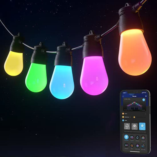 Picture of Govee Bluetooth 48ft RGBW Outdoor String Lights, Patio Lights App Control, IP65 Waterproof Color Changing Lights 15 LED Bulbs with DIY and 8 Scene Modes, Connectable and Dimmable for Party, Christmas