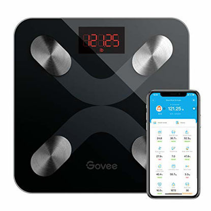 Picture of Govee Body Fat Scale, Smart BMI Bathroom Weight Scale, Health Monitor Body Composition Analyzer with Smartphone App, Sync 13 Data, Batteries Included, Black