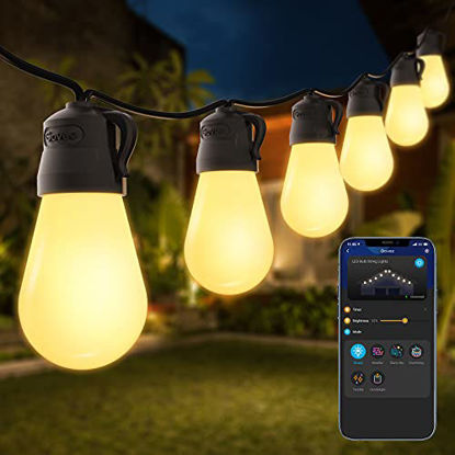 Picture of Govee 48ft Patio Lights with Bluetooth App Control, IP65 Waterproof Shatterproof Outdoor String Lights with 15 Dimmable Warm White LED Bulbs, Decorative Outdoor Lights for Garden, Backyard, Party