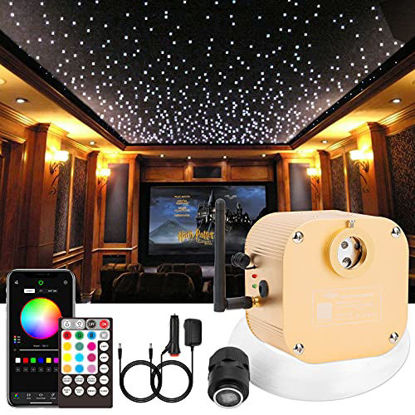 Picture of CHINLY 16W Twinkle 550pcs 13.1ft 0.03in RGBW Bluetooth APP/Remote LED Fiber Optic Star Ceiling Lights Kit +Adapter+Cigarette Lighter for Car/Home Theater
