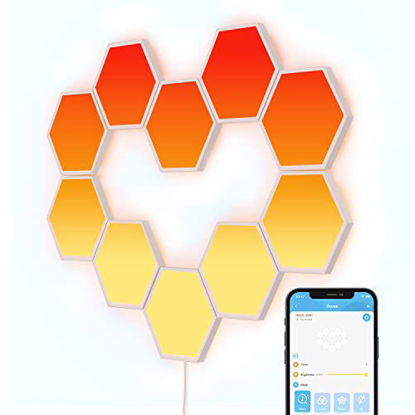 Picture of Govee Glide Hexa Light Panels, RGBIC Hexagon Lights, Wi-Fi Wall Lights, DIY Design, Music Sync, App Control, Works with Alexa & Google Assistant, for Gaming, Streaming, and Decor, 10 LED Panels