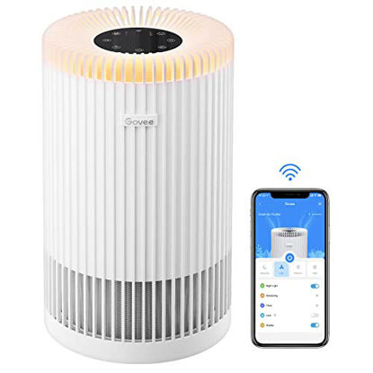 Picture of Govee Smart Air Purifiers for Home Large Room, WiFi Air Purifiers for Bedroom Work with Alexa Google Assistant, H13 True HEPA Filter for Dust, Pets, Smoke, Odors, 24dB Night Light, H7121