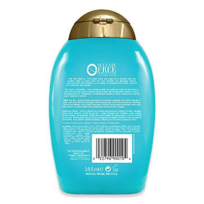 Picture of OGX Extra Strength Hydrate & Repair + Argan Oil of Morocco Shampoo for Dry, Damaged Hair, Cold-Pressed Argan Oil to Moisturize & Smooth, Paraben-Free, Sulfate-Free Surfactants, 13 fl oz