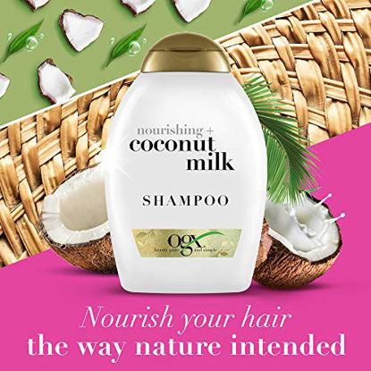 Picture of OGX Nourishing + Coconut Milk Moisturizing Shampoo for Strong & Healthy Hair, with Coconut Milk, Coconut Oil & Egg White Protein, Paraben-Free, Sulfate-Free Surfactants, 13 fl oz