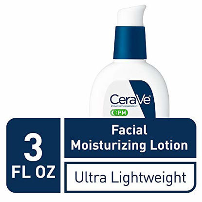 Picture of CeraVe PM Facial Moisturizing Lotion | Night Cream with Hyaluronic Acid and Niacinamide | Ultra-Lightweight, Oil-Free Moisturizer for Face | 3 Ounce