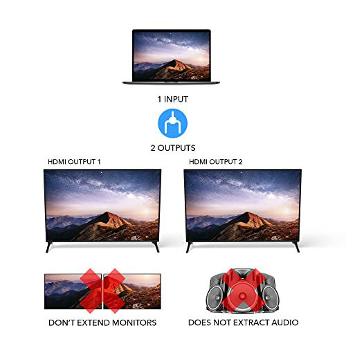 GetUSCart- OREI HDMI Splitter 1 in 2 Out 4K - 1x2 HDMI Display ...