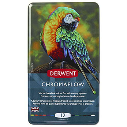 Picture of Derwent Chromaflow Colored Pencils | Art Supplies for Drawing, Sketching, Adult Coloring | Premier, Strong Soft Core Multicolor Color Pencils, Blending | Professional Quality | 12 Pack