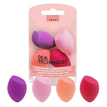 Picture of Real Techniques Mini Miracle Complexion Sponge Makeup Blender, Beauty Sponges, 4 Count