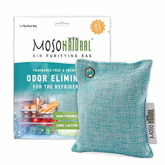 Picture of MOSO NATURAL: The Original Air Purifying Bag for Fridge and Freezer. Unscented, Chemical-Free Odor Eliminator. More Powerful Than Baking Soda. (Blue)