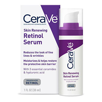 Picture of CeraVe Anti Aging Retinol Serum | Cream Serum for Smoothing Fine Lines and Skin Brightening | With Retinol, Hyaluronic Acid, Niacinamide, and Ceramides | 1 Ounce