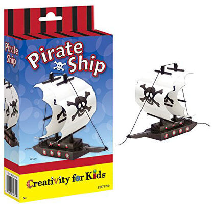 Picture of Creativity for Kids Paint Your Own Pirate Ship Mini Kit - Wooden Toy Pirate Ship